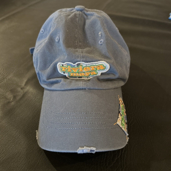 Riviera Maya Adjustable Baseball Hat Adult Unisex Blue Distressed - Picture 1 of 6